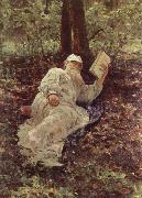 llya Yefimovich Repin Tolstoy Resting in the Wood painting